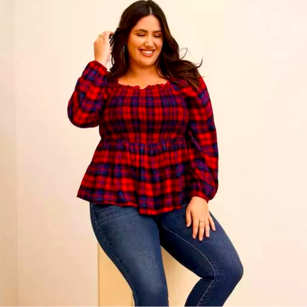 Size 5 Torrid Plaid Smocked Top